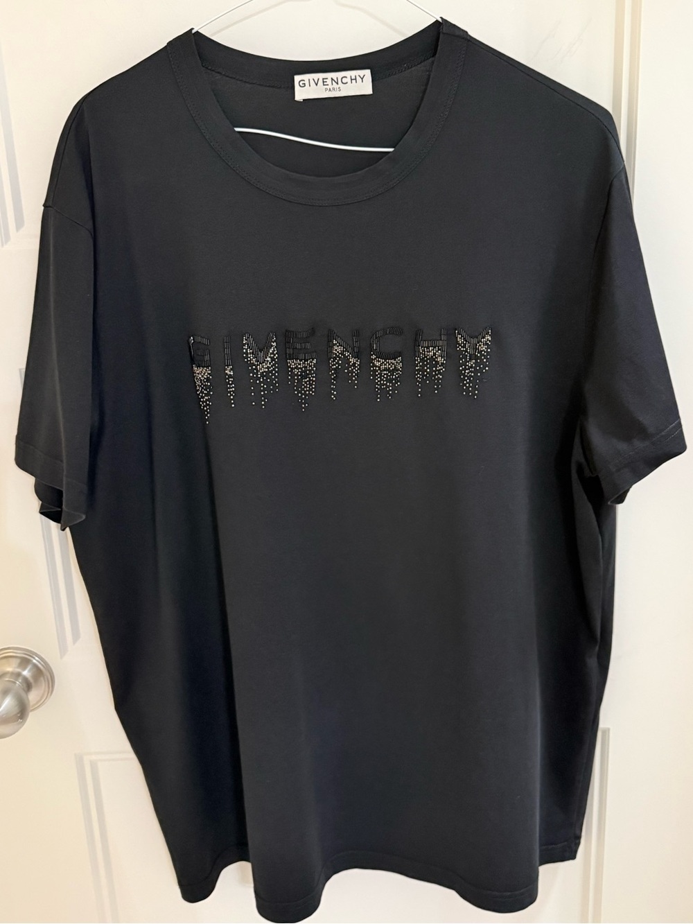 Givenchy Black Short-Sleeve Crystal Logo Tee